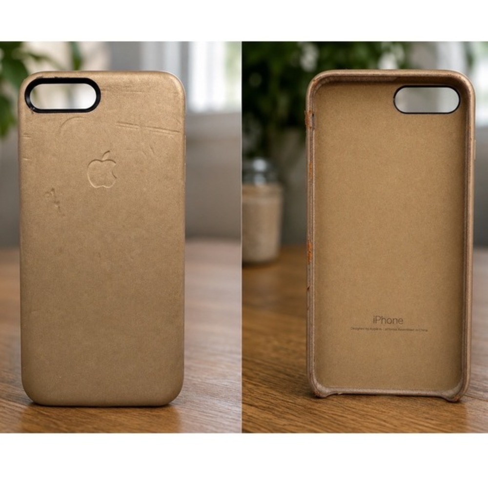 Apple iPhone 7 Plus 8 Plus Leather Case Rose Gold Bronze Metallic Genuine Cover